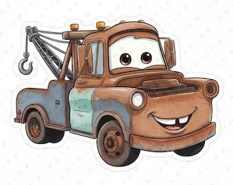Lightning McQueen & Friends Car Print | Boys Room Decor PNG, SVG (Digital Download)