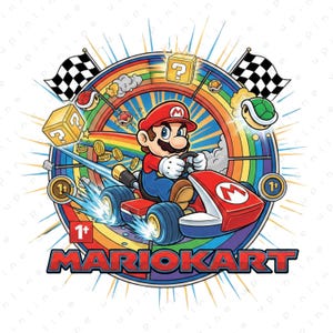 Mario Kart Rainbow Road PNG, Retro Arcade Illustration (Digital Download)