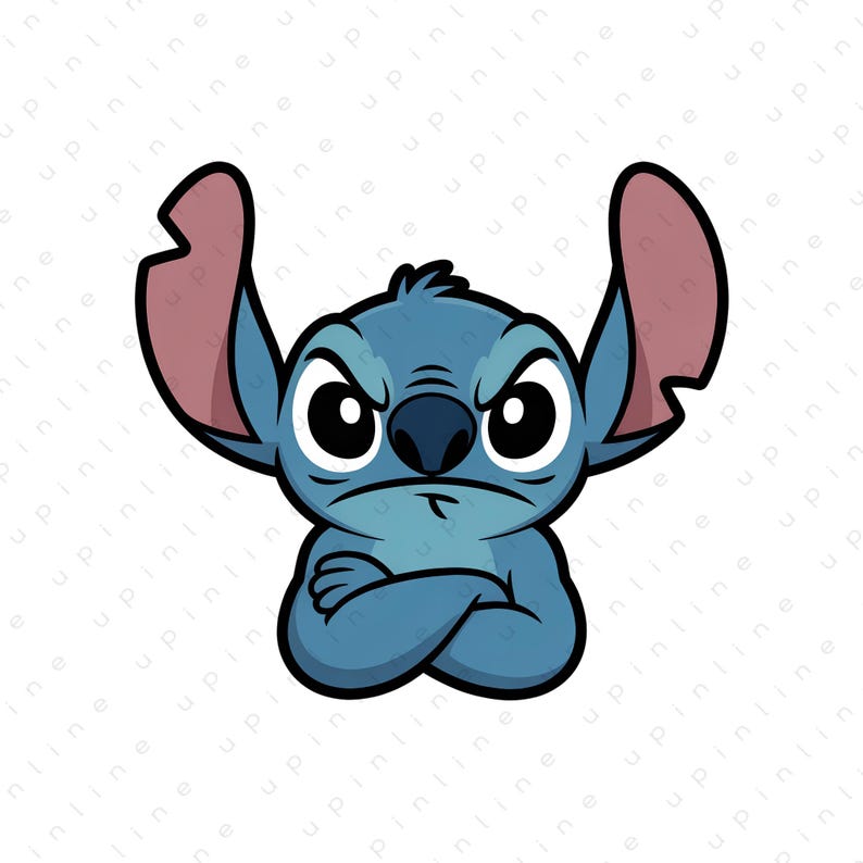 Stitch PNG, Cute Angry Stitch Face, Blue Alien Cartoon PNG, Stitch Head Design for T-Shirt Mug Sticker, Digital Download image 1