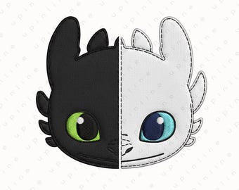 Toothless & Light Fury Split Face PNG | Cute Dragon Couple Digital Download | How to Train Your Dragon Inspired Art