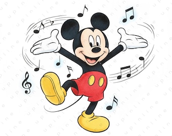 Mickey Mouse Watercolor Clipart, Cartoon Mouse