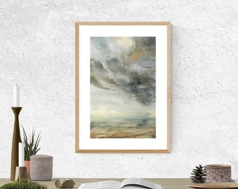 STORM TRIO I Giclée Print Abstract landscape, watercolour painting, stormclouds, weather painting, wall decor