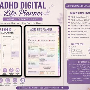 Digitale planner voor ADHD | PDF met hyperlinks voor GoodNotes en Notability | Blijf gefocust, bouw routines op en verminder overweldiging
