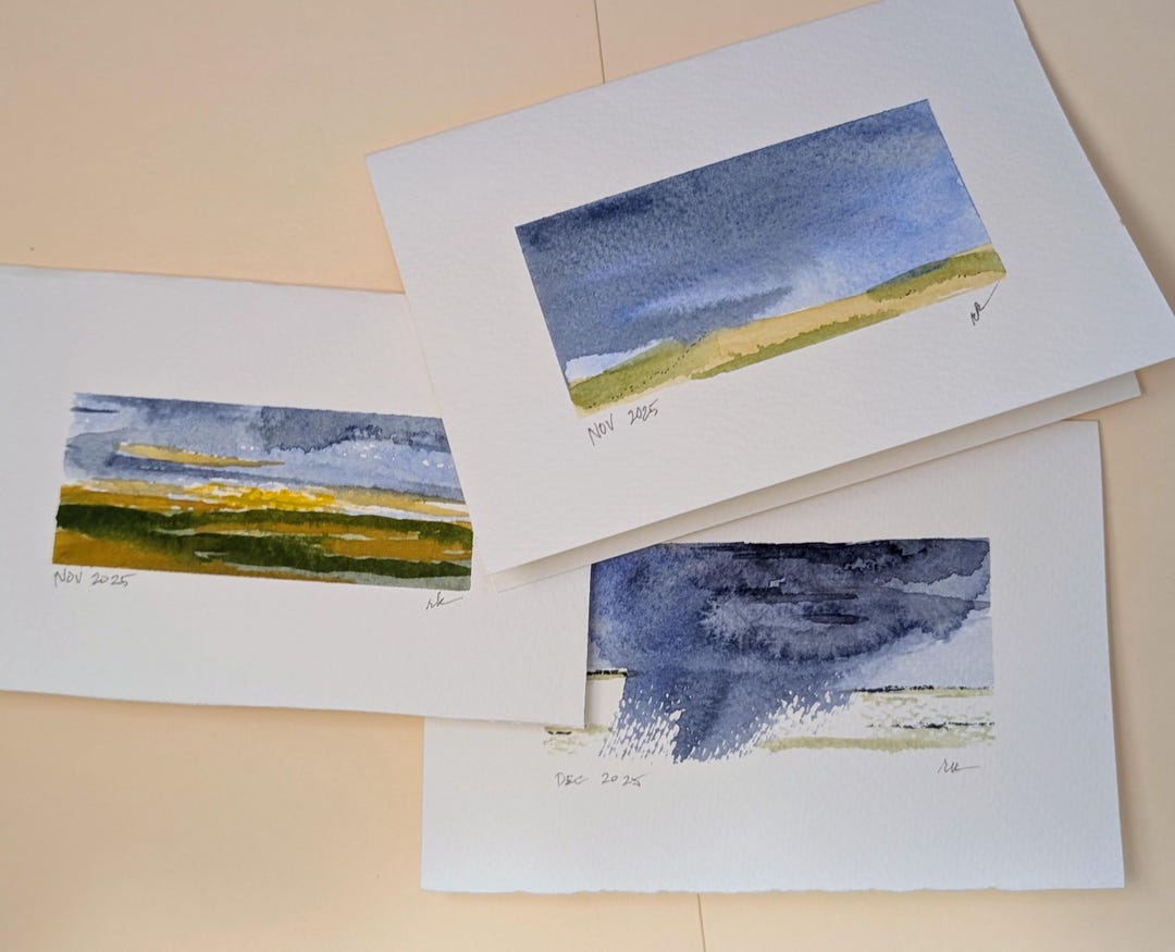 Original Watercolor Notecard Set – 3 Hand-painted Landscape Cards on ...