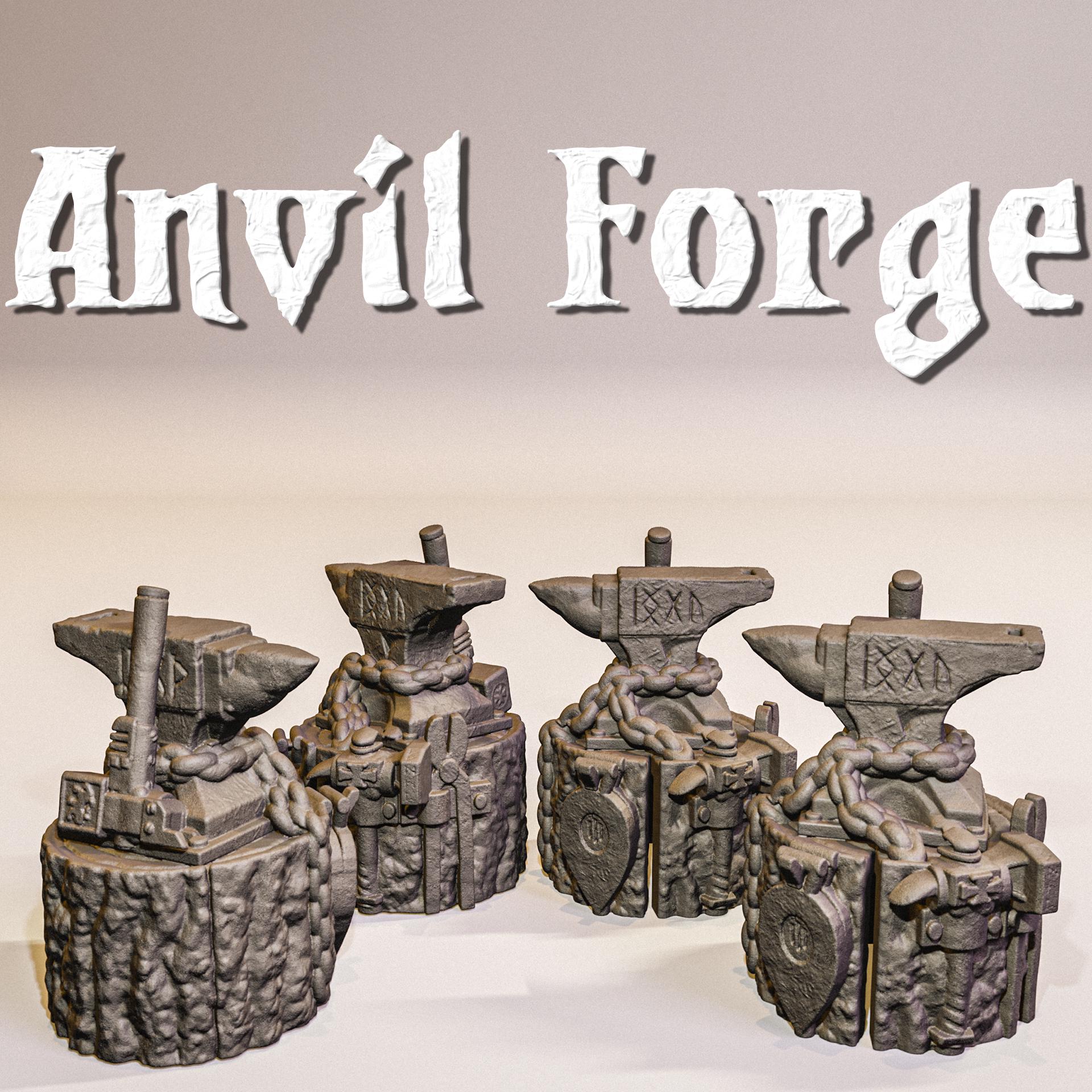 Forge Anvil Miniature Set | 4 Anvils for Dnd, TTRPG, Massive
