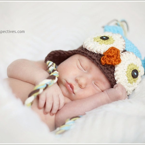 Owl  Hat Newborn boy  Diaper Cover cotton