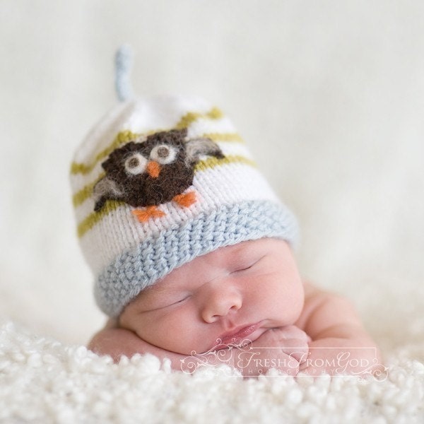 Little Owl Newborn Hat in Cotton handmade