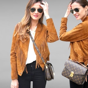 Vintage Brown Suede Fringe Jacket: Western Style Leather Coat