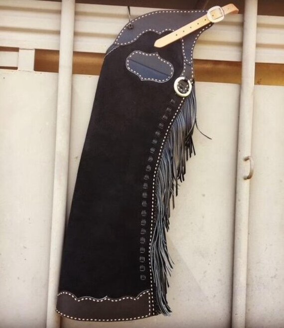 Women's Handmade Western Wear Suede Leather Chap Fringes Suede Leather Pant Suede Leather Chap Riding Chaps Handmade Women Leather Chap Pant