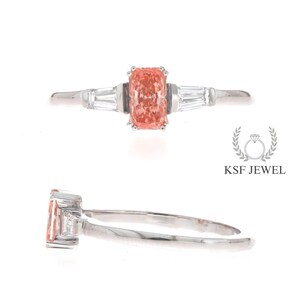 0.77 TCW Fancy Intense pink Radiant Shape Gold Lab Grown Diamond Engagement Ring for Her, Valentine Gift for Her, Mothers Day Gift for Mom