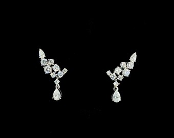 Pendientes colgantes de diamantes cultivados en laboratorio de 1.198 TCW en oro macizo. Regalo de boda para ella, San Valentín o Día de la Madre.