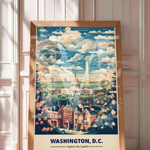 Affiche vintage de Washington D.C. – Carte de Washington DC, Art mural, Décoration numérique, District de Columbia, États-Unis, Impression, États-Unis