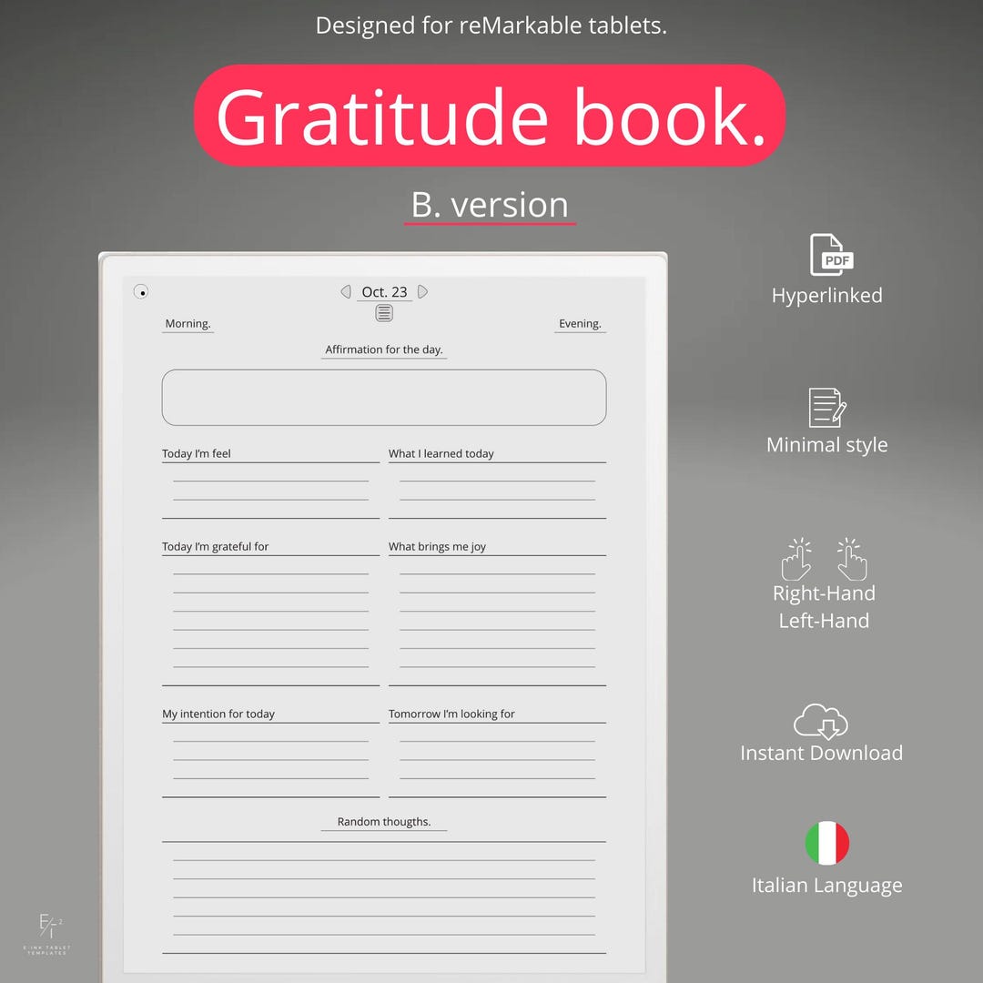 Gratitude Journal for Remarkable PRO Version B (ITALIAN LANGUAGE ...