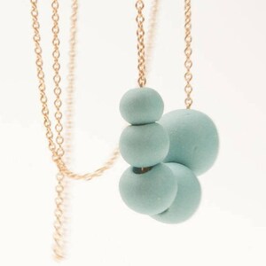 Gold Necklace with Turquoise Porcelain Beads, Porcelain Long Necklace Brinsop image 2