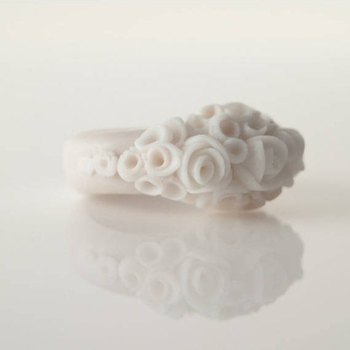 Porcelain Flower Ring Ivory Ecru With White Roses Etsy