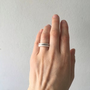 White Silver Porcelain Ring , Minimalist Narrow Stacking Ring Antalya image 1