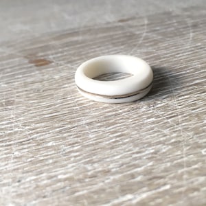 White Silver Porcelain Ring , Minimalist Narrow Stacking Ring Antalya image 6