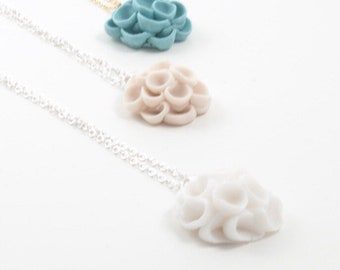 Porcelain  Flower Pendant  Sterling Silvet Necklace Dodford