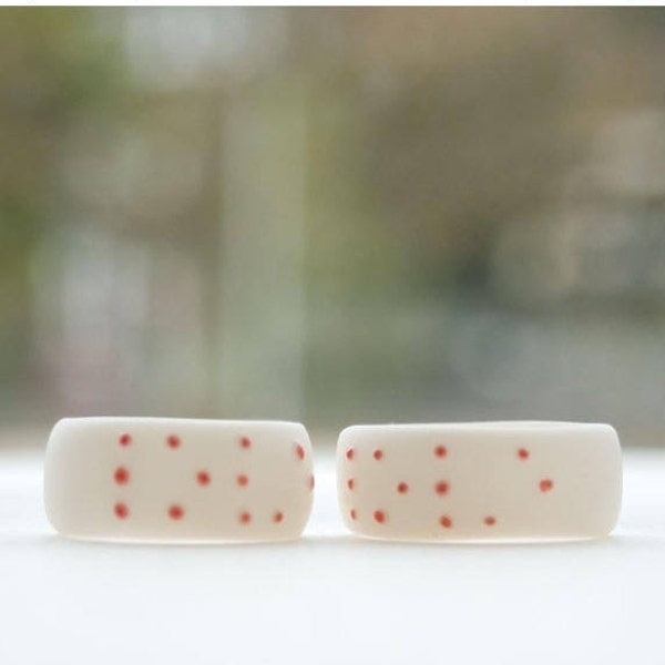 Personalised Porcelain  Braille  Ring, Custom Initial Ring