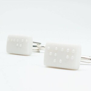 Personalized gift for him , Personalised Braille White Porcelain Cufflinks image 3