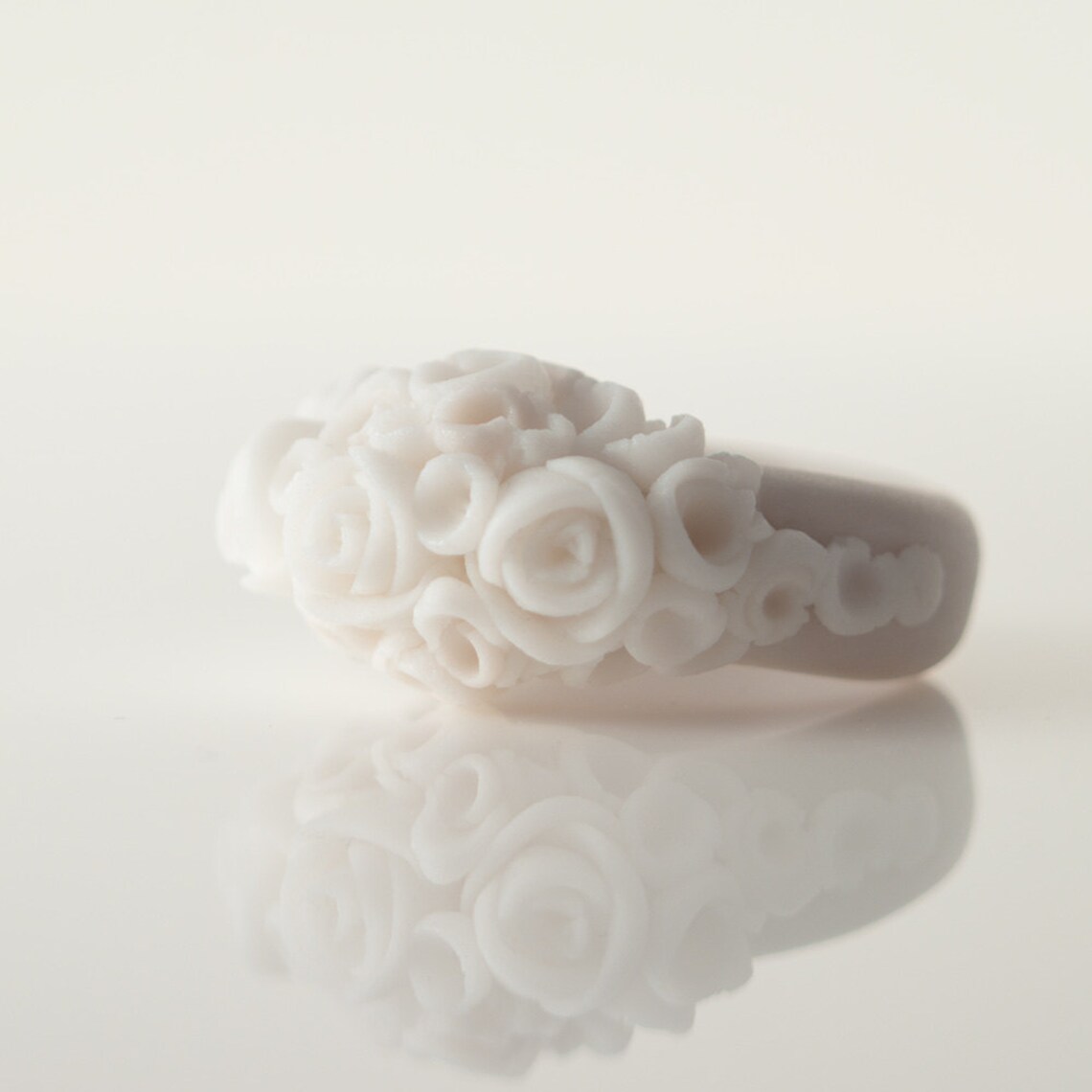 Porcelain Flower Ring Ivory Ecru With White Roses Etsy