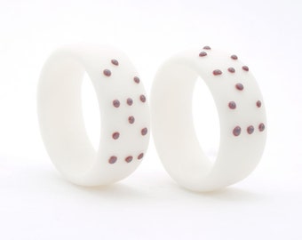 LOVE BRAILLE  Personalised  Porcelain Ring Band with Purple Dots