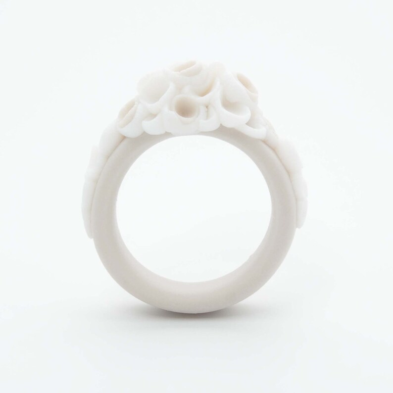 Flower Statement Porcelain Ring Pastel Ecru White La Angosta Etsy