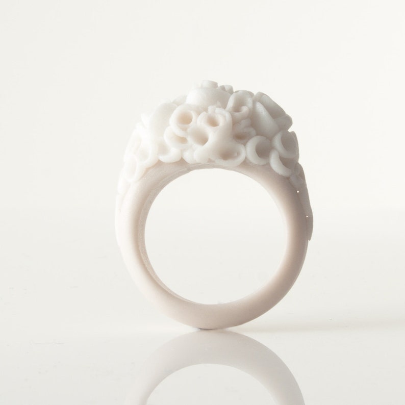 Porcelain Flower Ring Ivory Ecru With White Roses Etsy