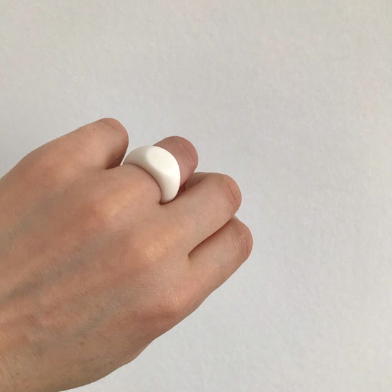 Porcelain Signet Ring Etsy