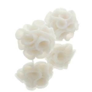 Silver Studs Earrings with White Porcelain Flowers , Porcelain Jewelry, Farnham image 2