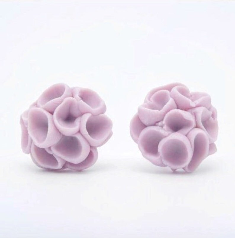 Sterling Silver Studs with Purple Porcelain Flowers Dodford image 2