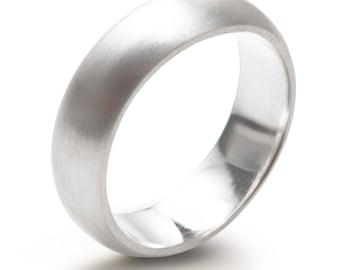 Men's Wedding Band Simple And Traditional Sterling Silver Half Round Men's Wedding Band, 6mm Wide Band