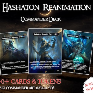 Hashaton Reanimation Proxy EDH Commander Deck + Bonus Cards + Alt Commander Art + Tokens (FREE bonus random card included)