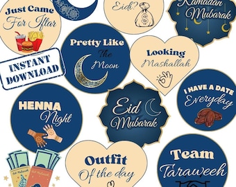 Rekwizyty do fotobudki na Eid Mubarak: świętowanie Ramadanu (pobranie cyfrowe)