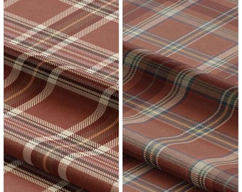 Tartan Plaid Fabric by Yard for Furniture Upholstery, Sofa, Chairs, Bench Seats, Settee, Headboards & Home Decor (Rust Red/ Brown/ Maroon)