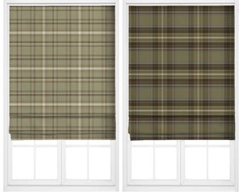 Plaid/ Check Velvet Curtains. Custom Size Window Drapes. Any Length/ Width. Pleated or Casual. Blackout Add-On. Sage Green/ Olive Green
