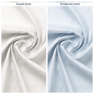 Dupioni Silk Curtains. Plain Custom Window Drapes for Bedroom, Living, Dining, Kids Room, Office, Nursery. Blackout Add-On. White/ Ice Blue