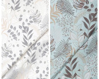 Modern Floral Botanical Curtains. Custom Window Drapes for Bedroom, Living, Kitchen, Kids Room. Blackout Add-On. Pale Grey/ Warm White/ Blue