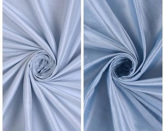 Shantung Silk Curtains. Plain Custom Window Drapes for Bedroom, Living, Dining, Kids Room, Office. Blackout Add-On. Ice Blue/ Steel Blue