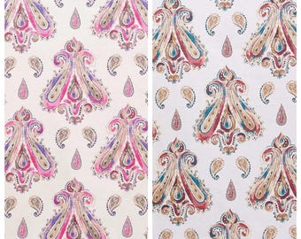 Paisley Print Cotton Curtains. Custom Window Drapes for Bedroom, Living, Bathroom. Blackout Add-On. Pink/ Purple/ Burgundy Red/ Beige/ Teal
