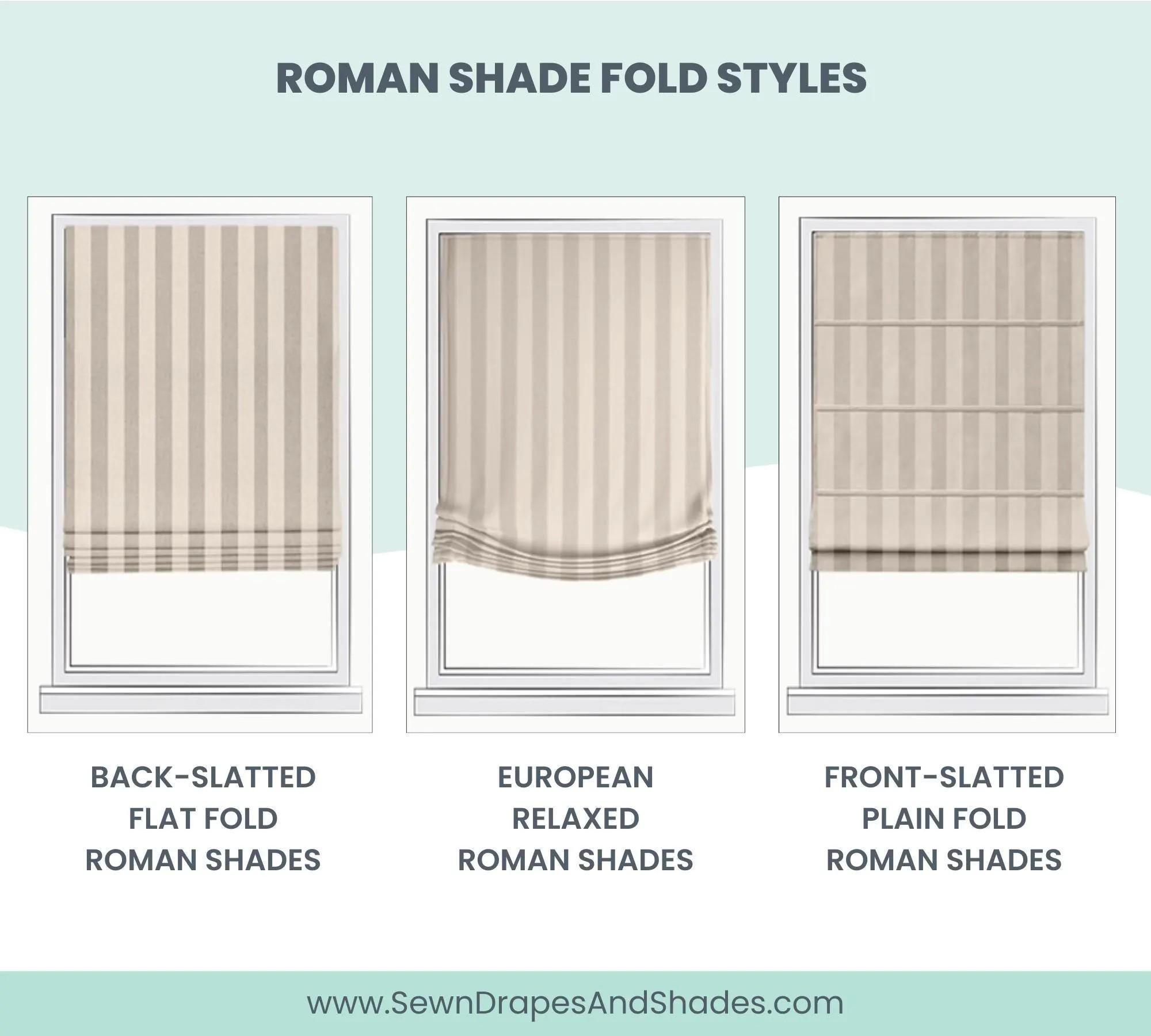 Aqua Blue Ticking Stripe/ Faded-effect Awning Stripe Roman Shades
