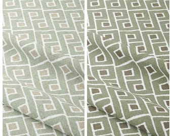 Tessuto a quadri con motivo a griglia, tagliato su misura per rivestimenti di mobili, tende e decorazioni per la casa. Verde salvia/Marrone oliva/Beige/Azzurro uovo di anatra