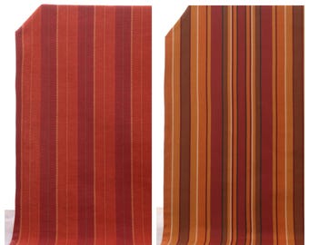 Striped Pure Cotton Curtains. Custom Size Lined Window Drapes. Any Length/ Width. Pleated/ Casual Header. Maroon Red/ Ochre/ Orange/ Brown