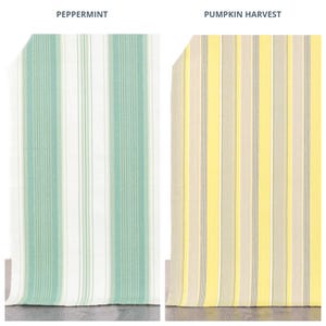 Striped Cotton Curtains. Custom Window Drapes for Bedroom, Living, Kitchen, Kids Room. Blackout Add-On. Seafoam Green/ White/ Yellow/ Gray