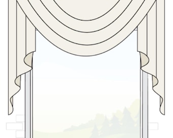 Custom Board Mounted Swag Valance. Window Curtain Valance in any Length, Width & Size. Choose any Fabric from our Collection.