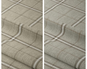 Checkered/ Plaid Curtains. Custom Size Window Drapes. Any Length/ Width Drapery. Pinch Pleat or Casual. Blackout Add-On. Beige/ Warm Grey