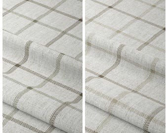 Windowpane Checkered/ Plaid Curtains. Custom Size Lined Window Drapes. Pinch Pleated or Casual. Blackout Add-On. White/ Beige/ Brown