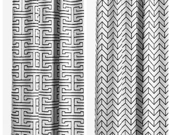 Black/ White Modern Roman Key/ Arrow Striped Fabric by Yard for Upholstery, Sofa, Chairs, Ottoman, Bench Seat, Settee & Window Treatments