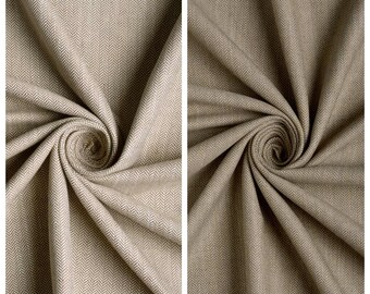 Herringbone Textured Plain Fabric by the Yard for Window Treatments, Table Runners, Bed/ Pillow Covers & Home Decor (Beige/ Cedar Brown)
