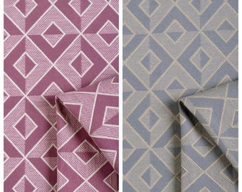 Argyle Geometric Striped Fabric by the Yard for Curtains, Roman Shades, Blinds, Valances & Home Decor (Pink/ Grey/ Periwinkle Purple)